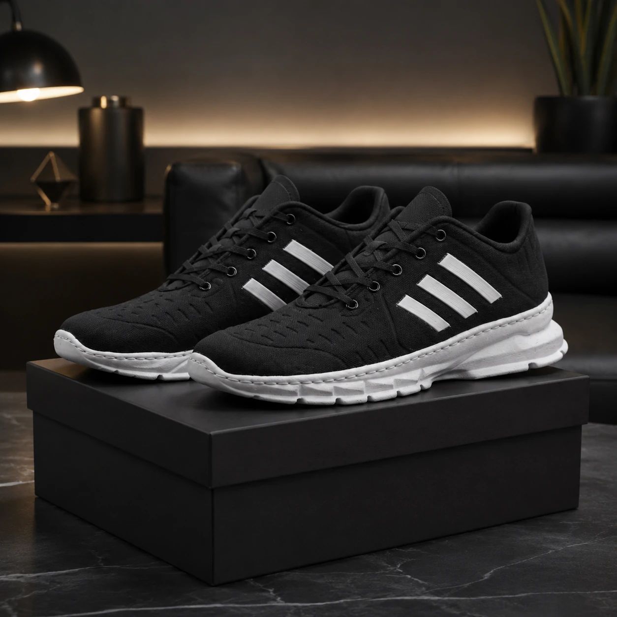 کفش ورزشی مردانه (T) مشکی زیره سفیدمدل Alshen